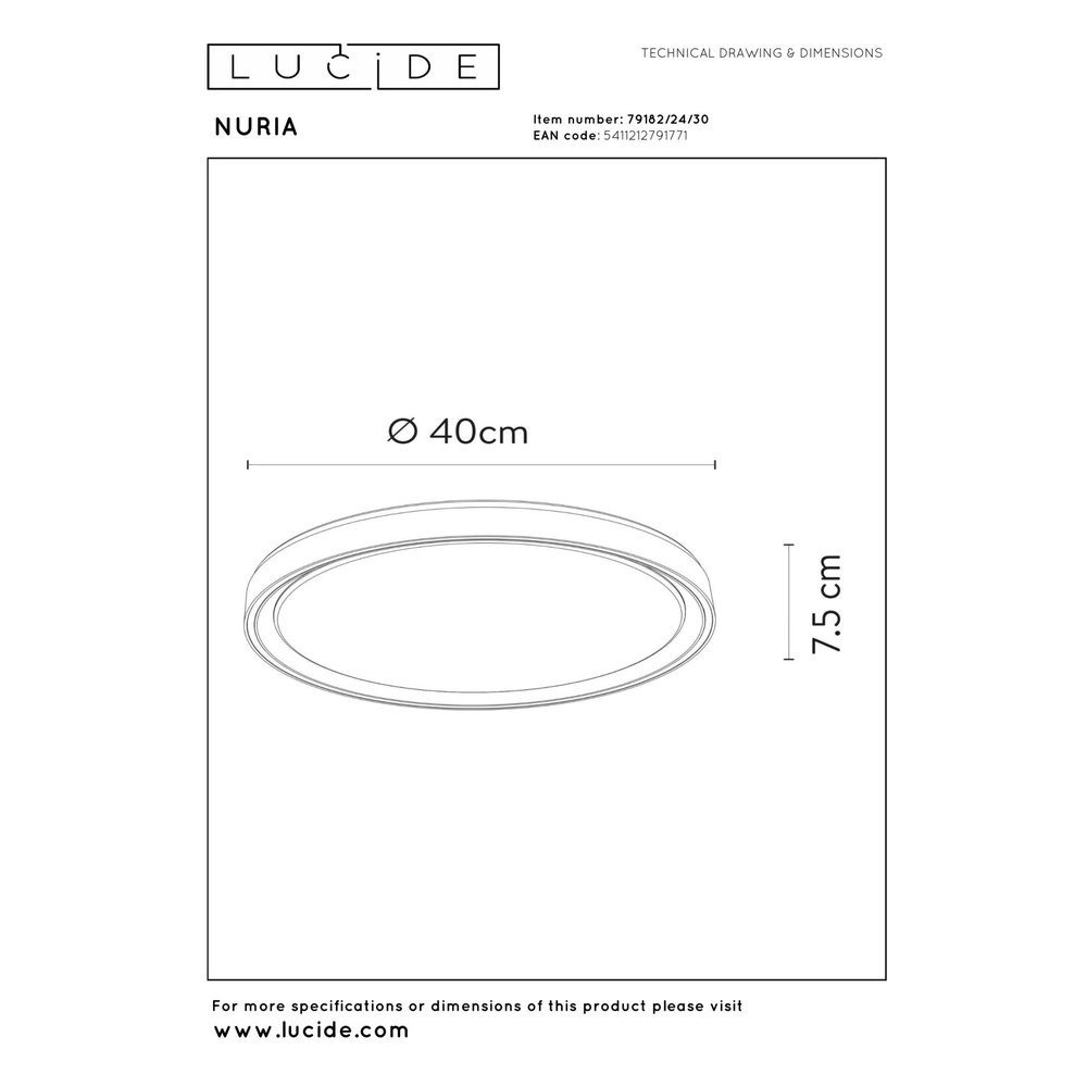 ceiling light Nuria Ø 40cm black Lucide 5411212791771