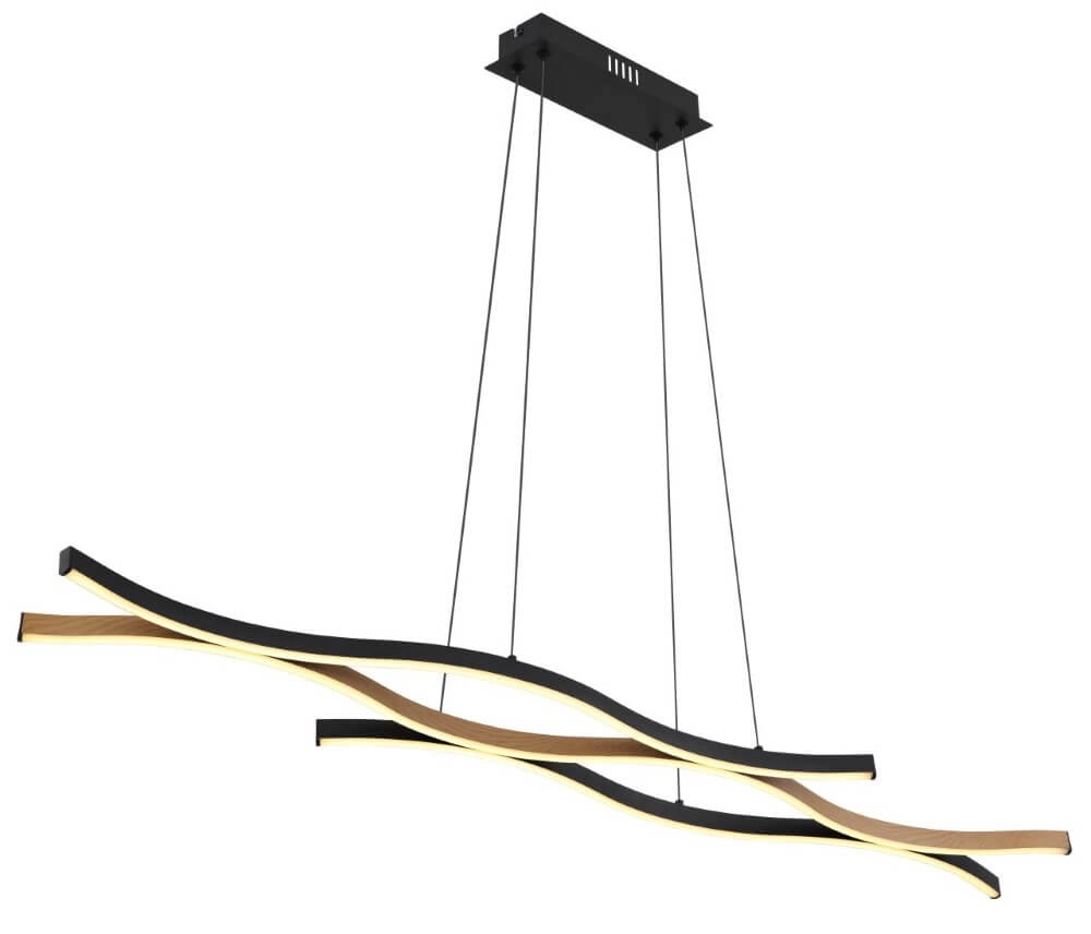 Pendant lamp Geronimo black with wood