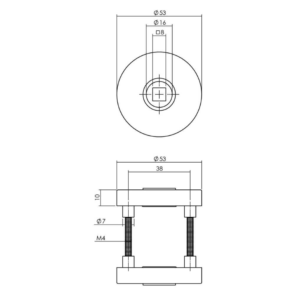 Rear door fitting set round Backura Stainless steel core pull protection Intersteel 8714186540022