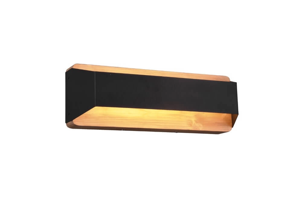 Wall lamp Arino 35cm black with wood brown Trio 4017807502787