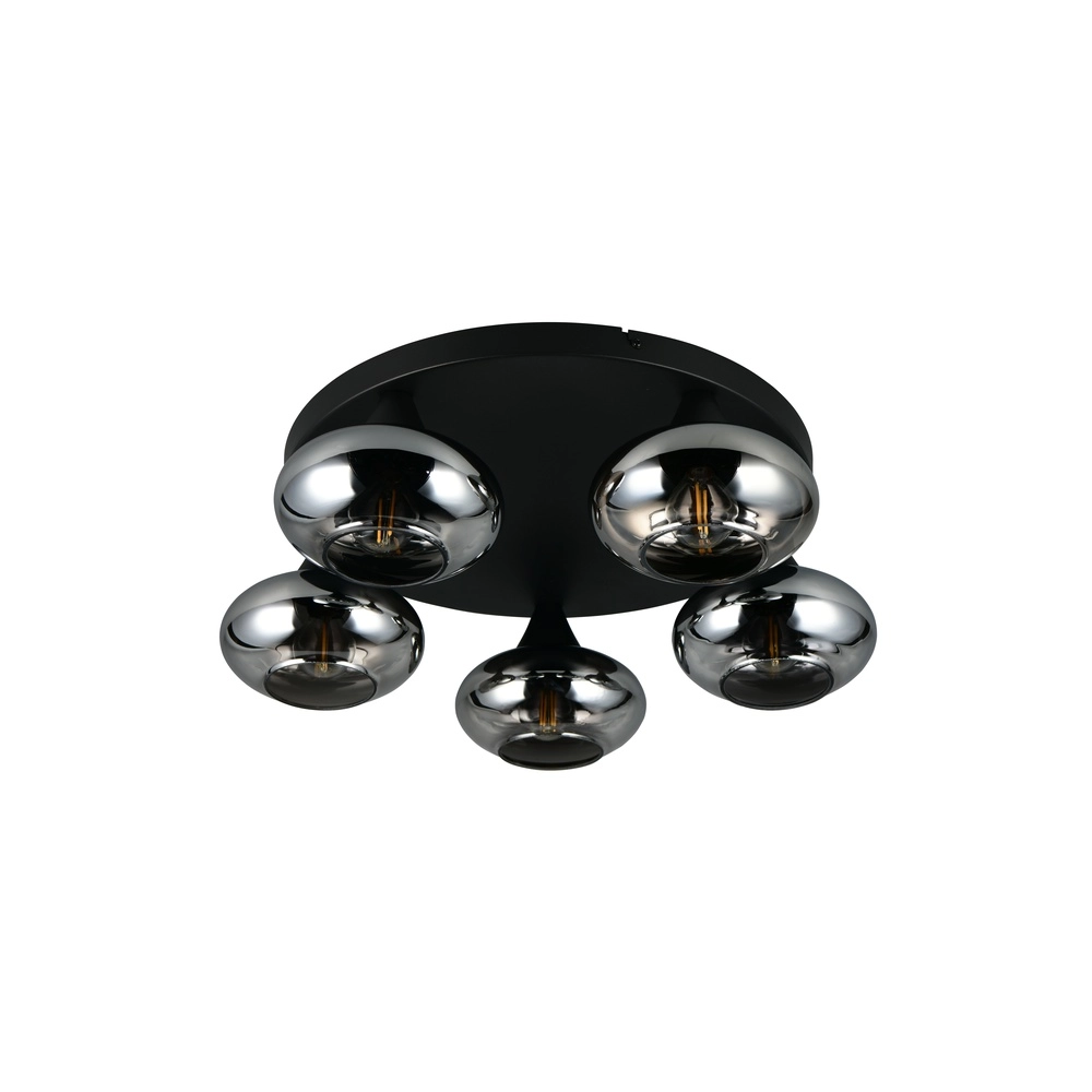 Ceiling lamp Divina 5-light black with smoke glass Trio 4017807667462