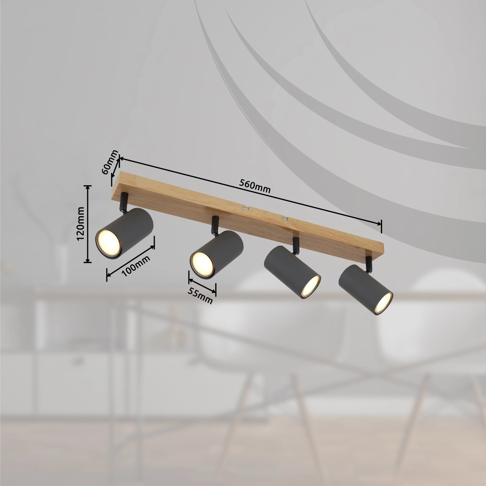 Ceiling lamp 4-lights Robby wood Globo 9007371439539