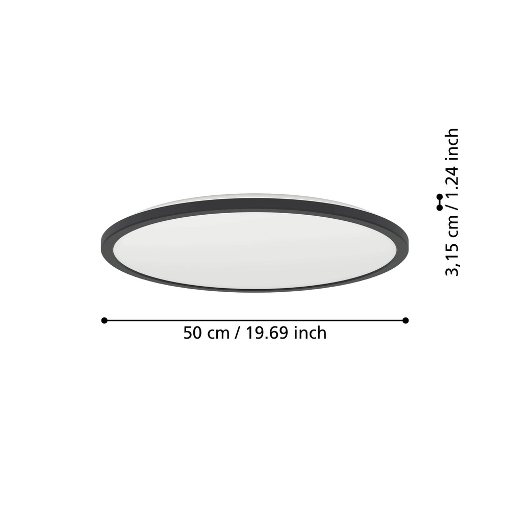 Bathroom ceiling light Rovito Zigbee - black - Ø 50cm Eglo 9008606329861