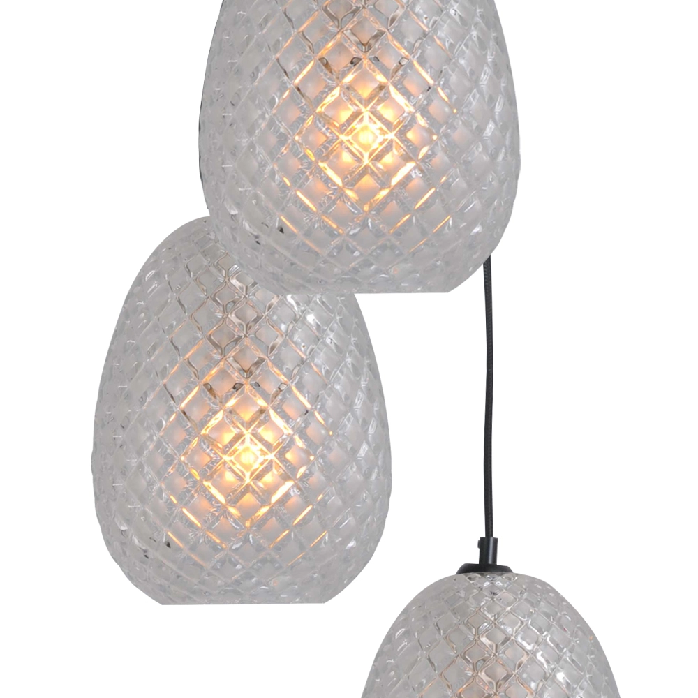 Black hanging lamp Pineapple 6 lights with clear glass Masterlight 8718121216881