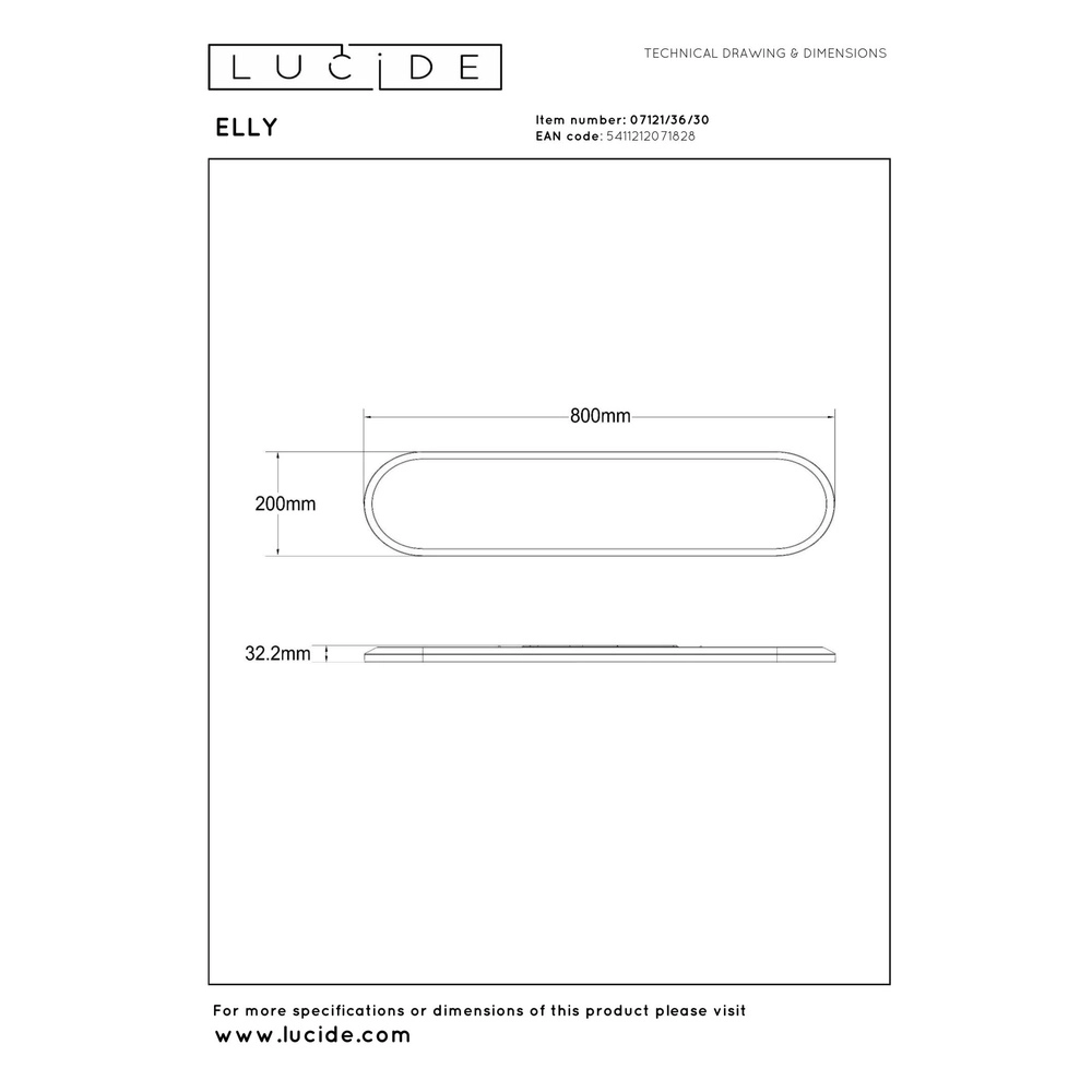 Oval ceiling light Elly black 36W Lucide 5411212071828