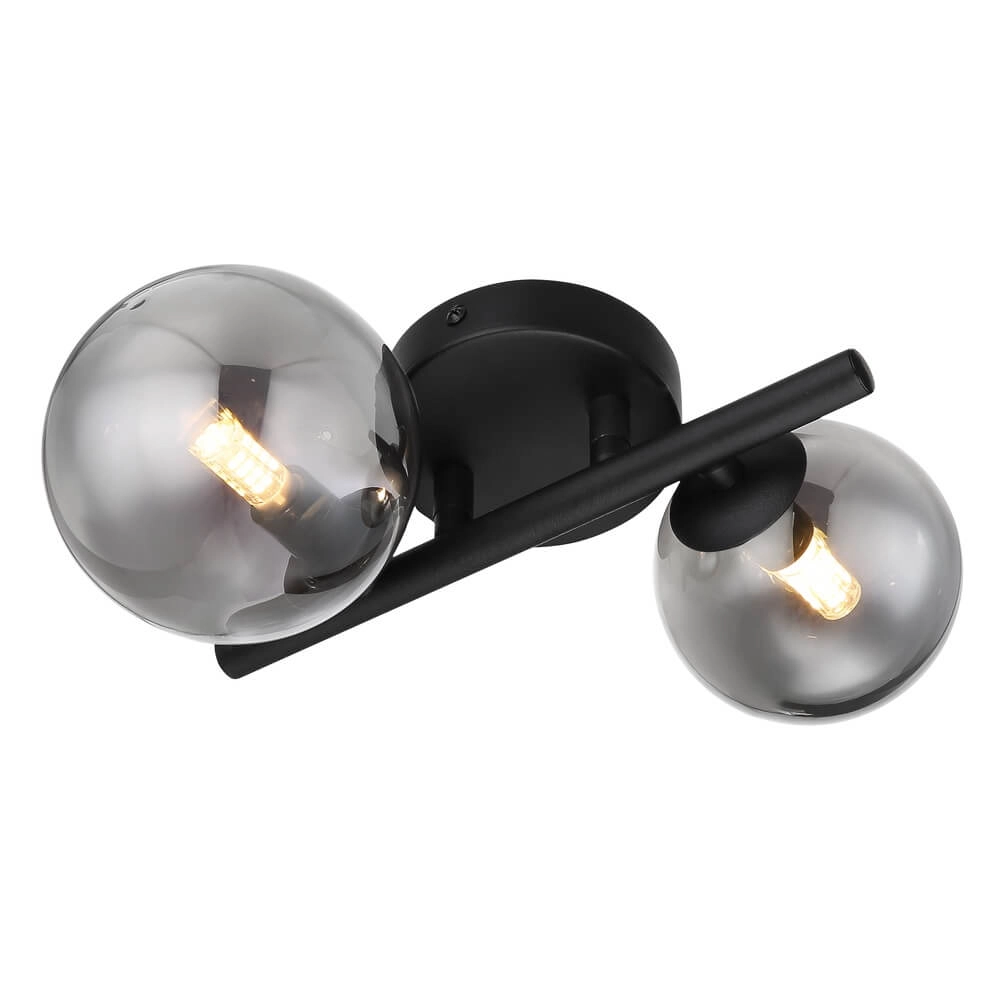 Black wall lamp Riha 2-light
