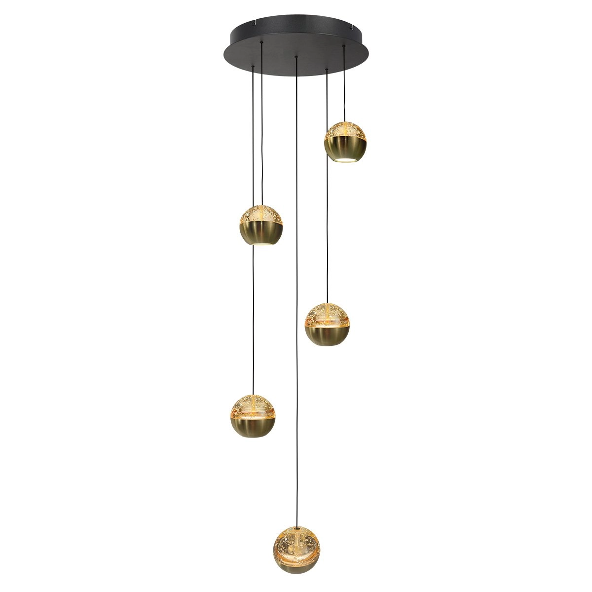 5-light vide pendant lamp Belluno LED - brass gold with glass Steinhauer 8712746183870