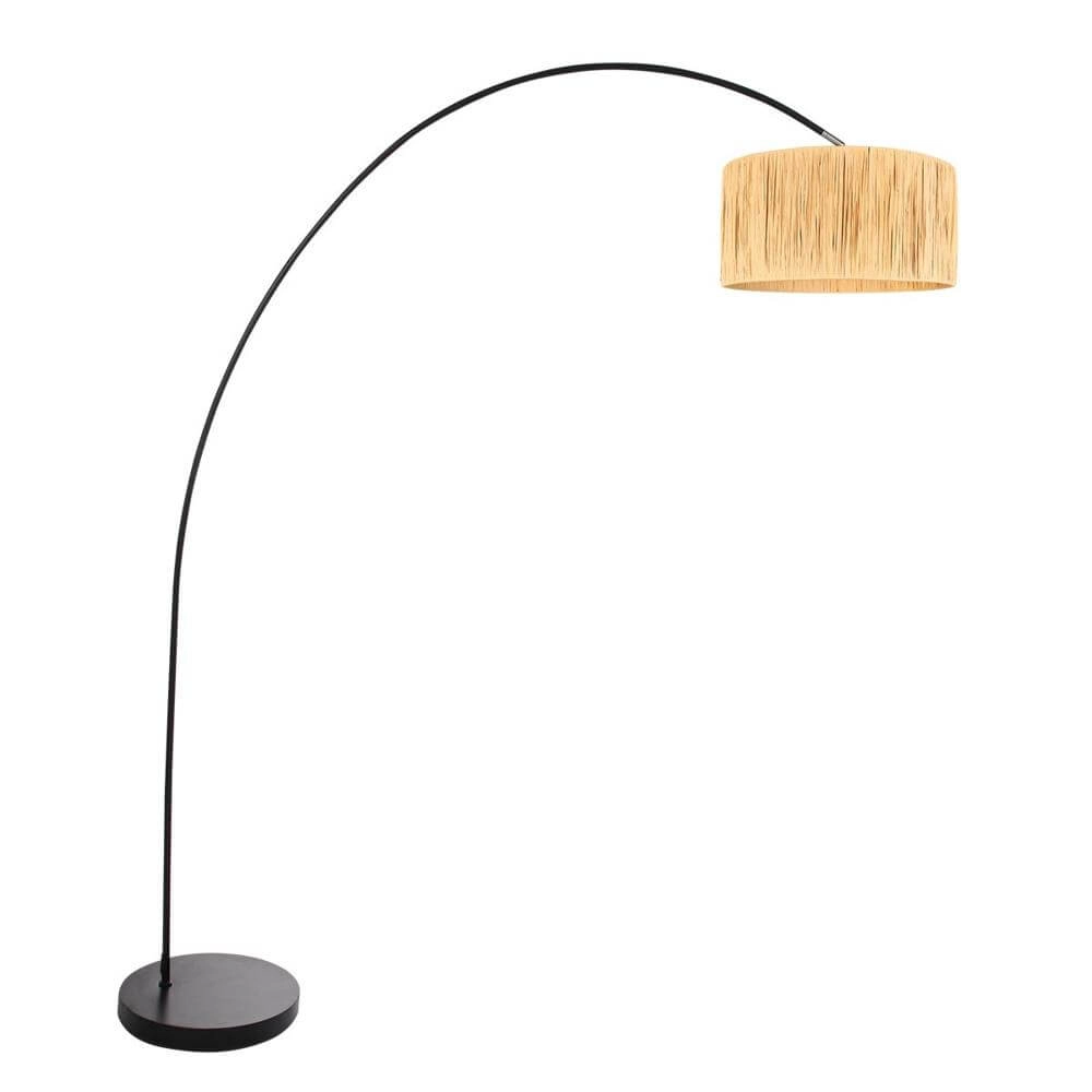 Arc lamp Solva black with straw shade