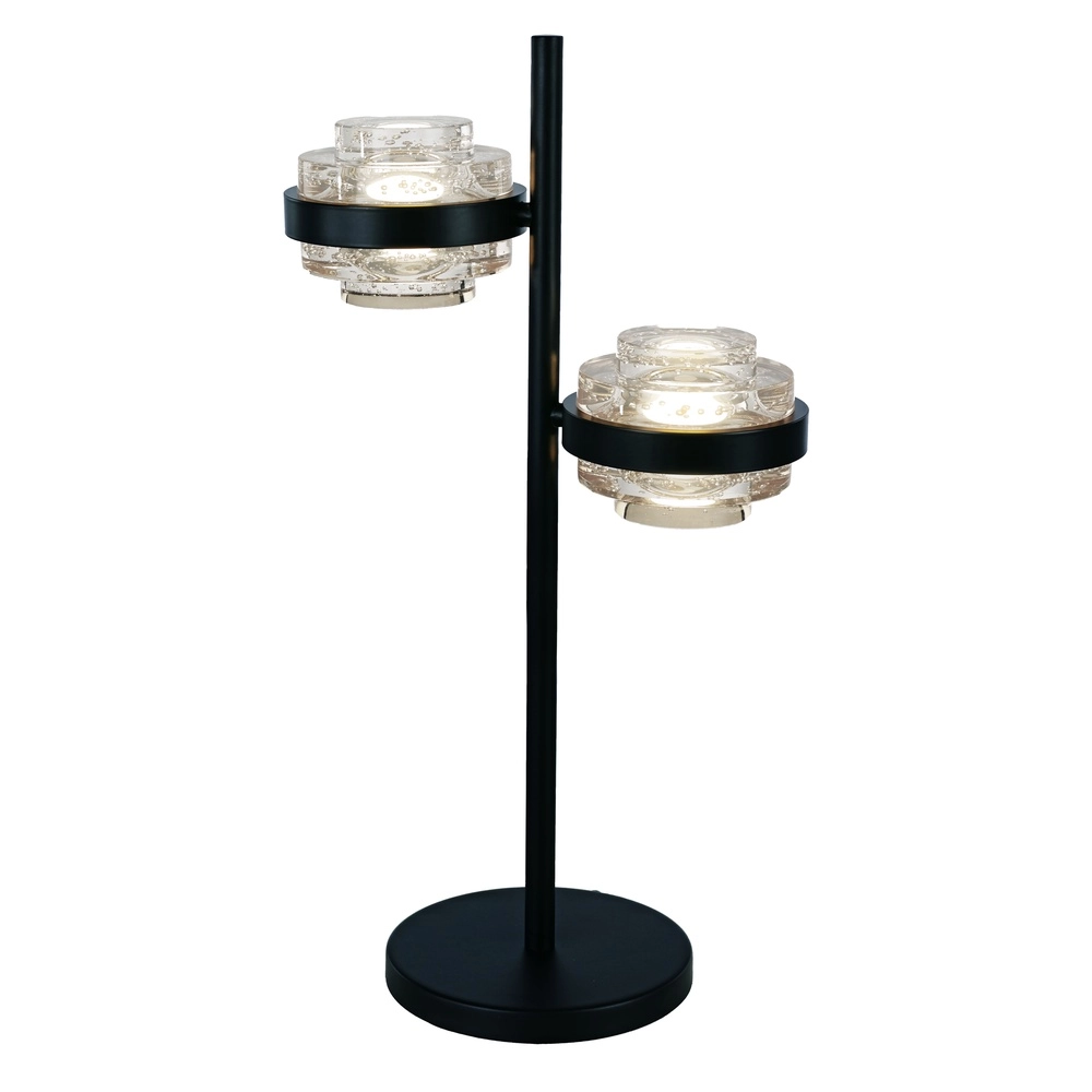 Table lamp Dynasty black 2-light clear glass