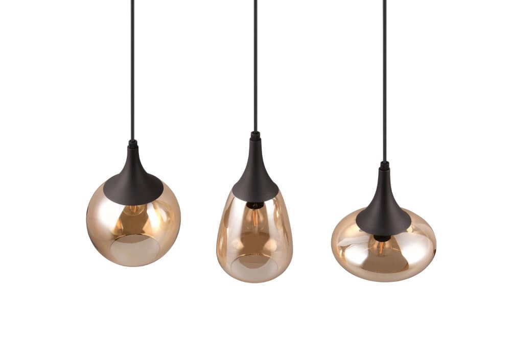 3-light pendant lamp Lumina with amber glass Trio 4017807597080