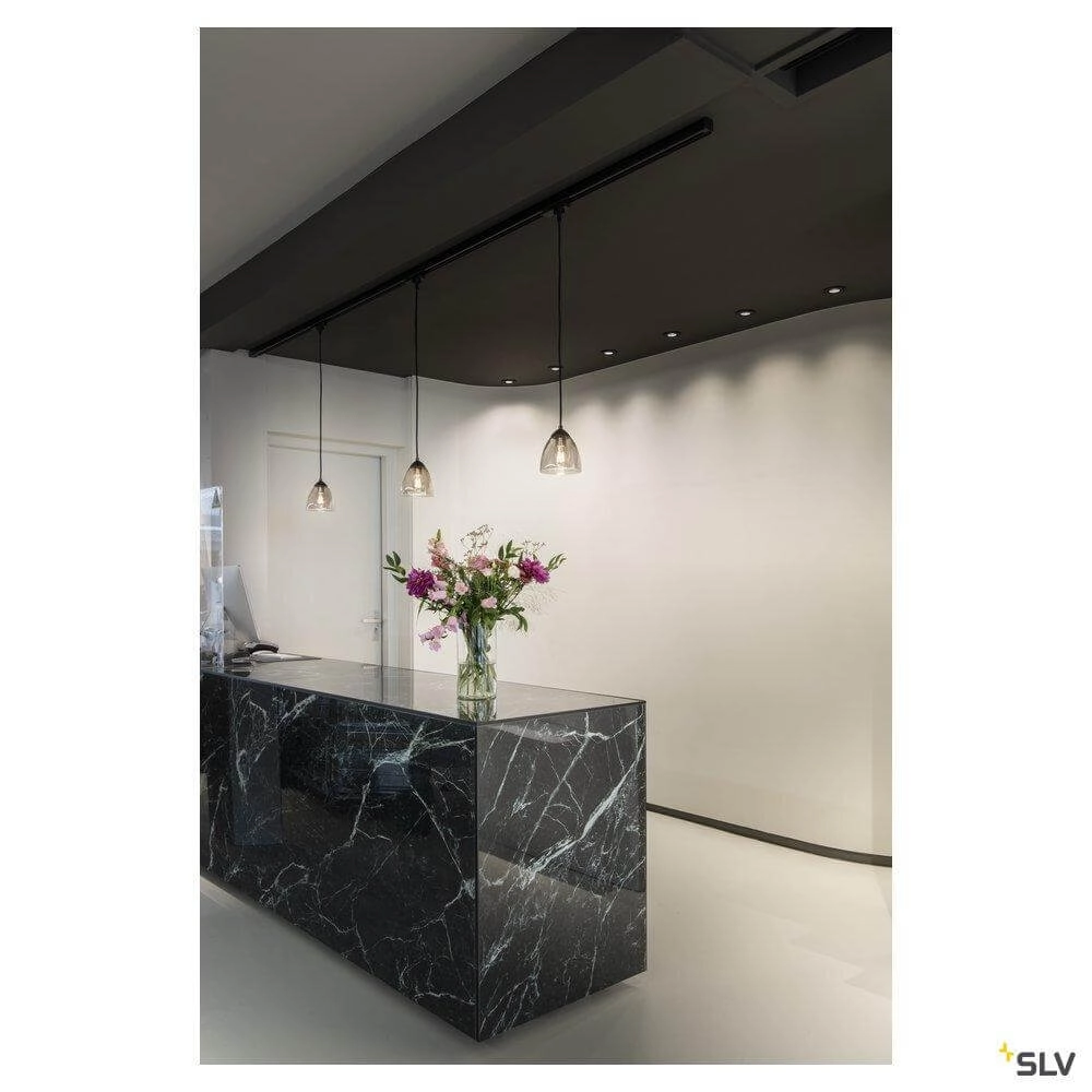 Glass pendant lamp Para Cone black with smoke glass SLV 4024163262385