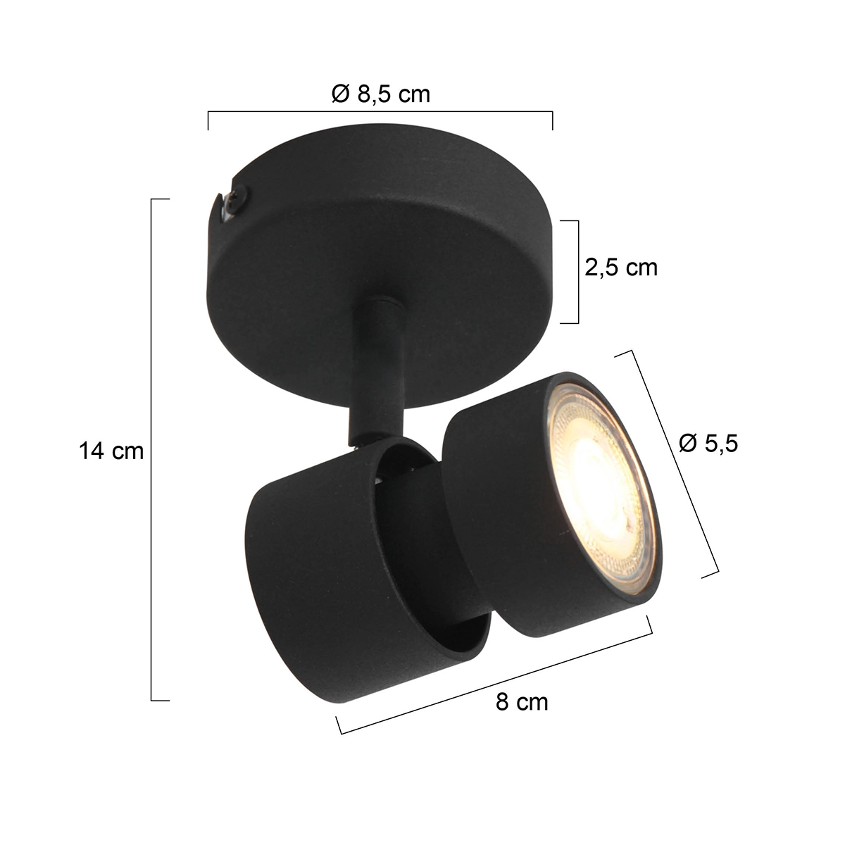 LED surface-mounted spotlight Natasja LED black Steinhauer 8712746134964