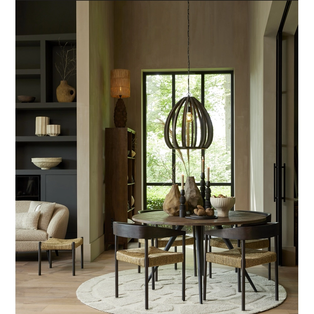 Wooden pendant lamp Barsia Ø 50cm - walnut color Light & Living 8717807701055