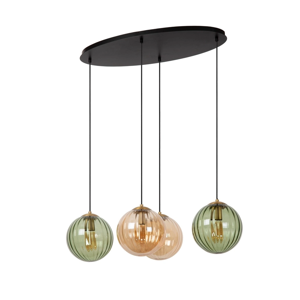 4-light pendant lamp Monsaraz Green and amber glass