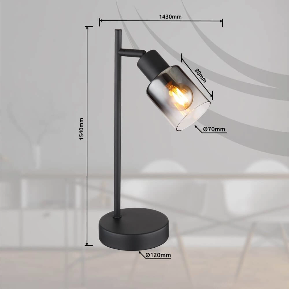 Table lamp Hubertus with smoke glass Globo 9007371446025