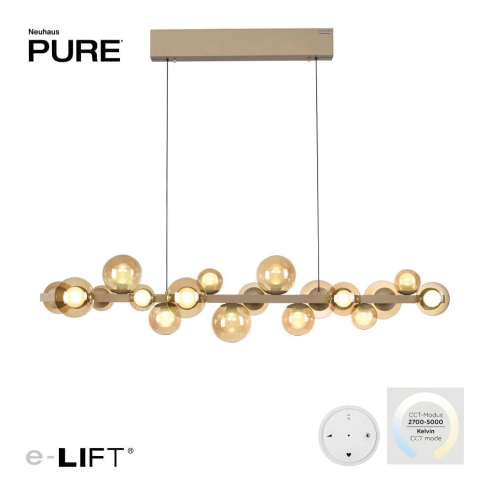 Unique hanging lamp Pure E-Popup 18-light bronze Paul Neuhaus 4012248384428