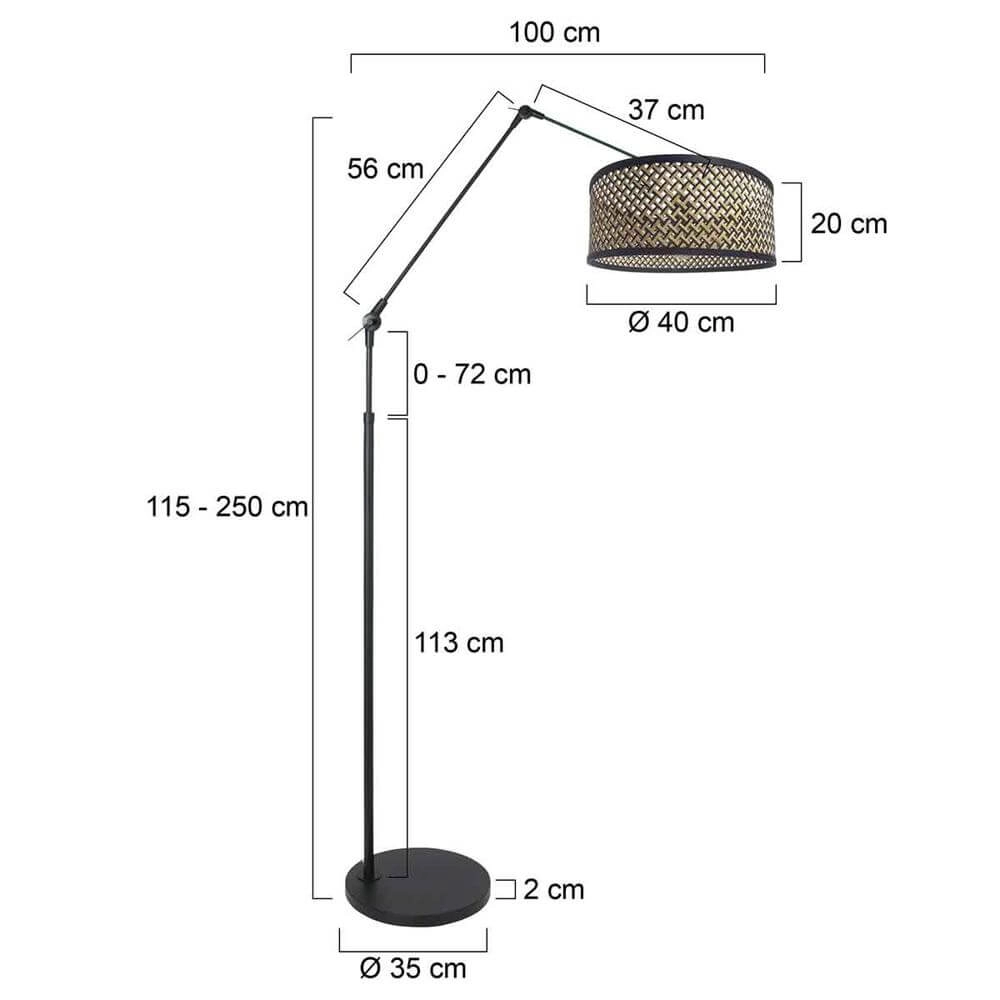 Adjustable floor lamp Prestige Chic black with bamboo shade Steinhauer 8712746172911