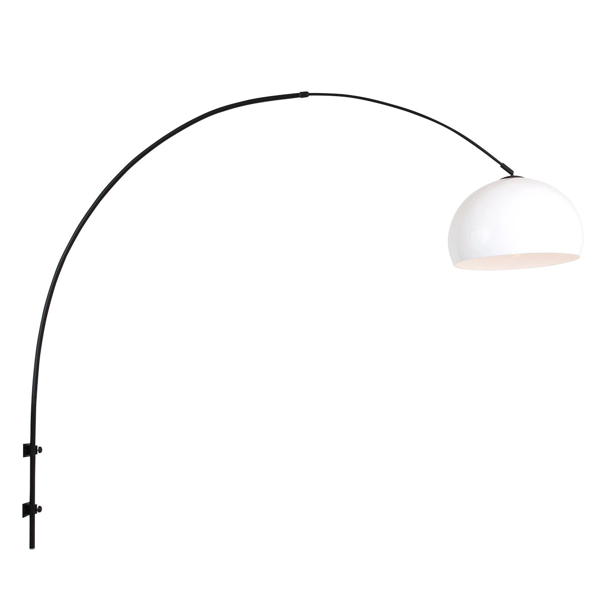 Wall arc lamp Sparkled black with white hood