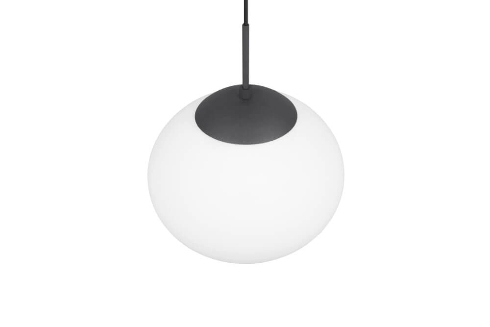 Oval pendant lamp Fomento Ø 30cm - black with white glass Trio 4017807616200