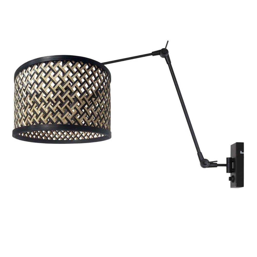 Wall lamp Prestige Chic black with bamboo shade Steinhauer 8712746172935