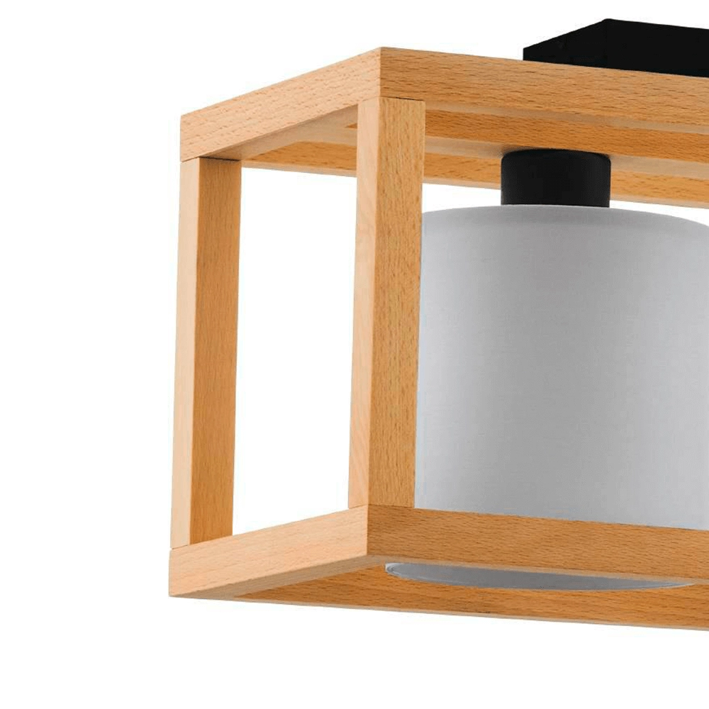 Wooden ceiling lamp Granados 3-light with white shade Stars of Light 9008606223602
