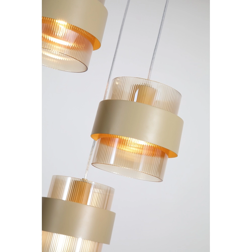 Pendant lamp Royal 3-light sand brown Searchlight 5053423296784