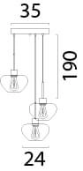 3-light pendant lamp Genua black with 3x gold glass Ø 24cm Masterlight 8718121357058