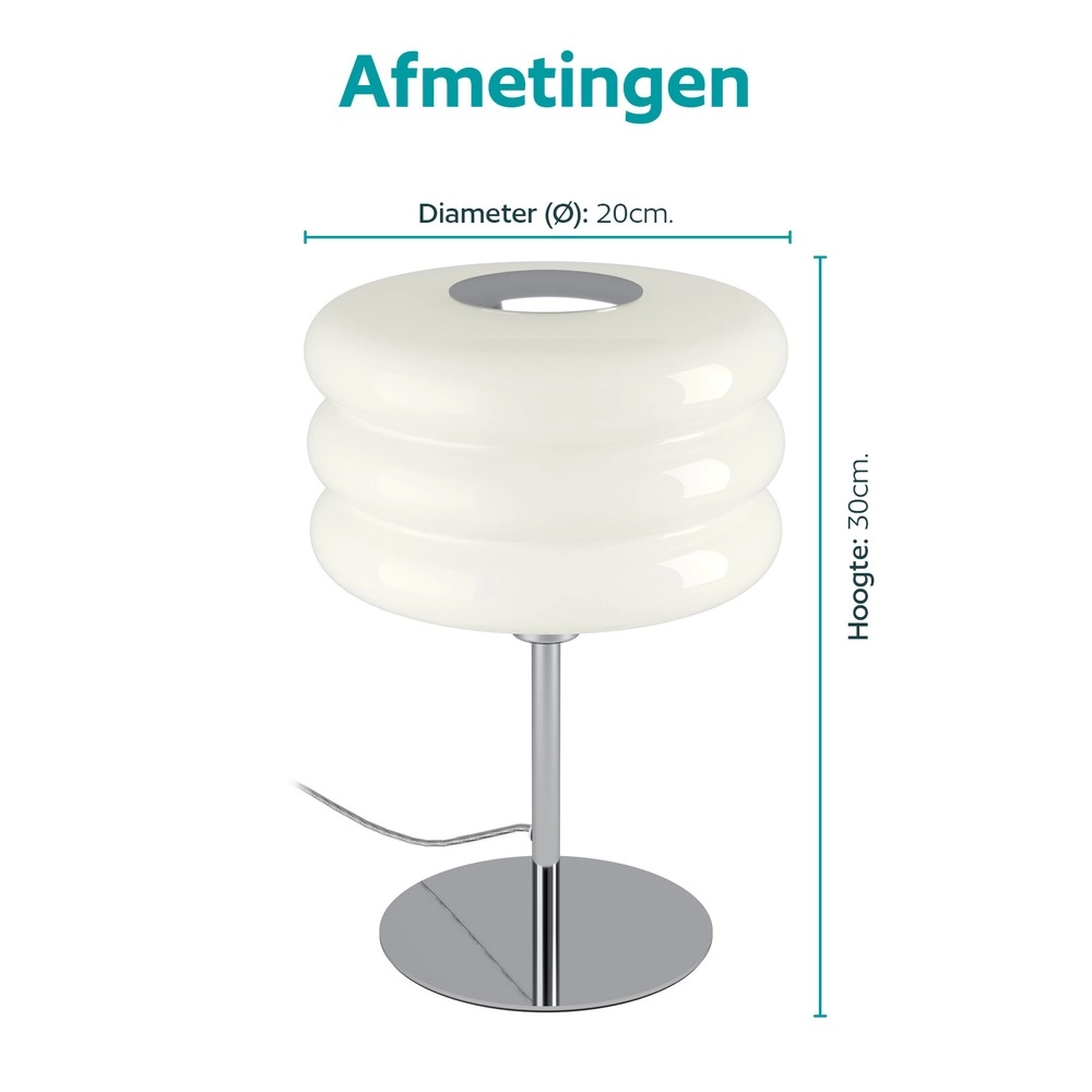 Design table lamp Tortora chrome with white Ø 20cm