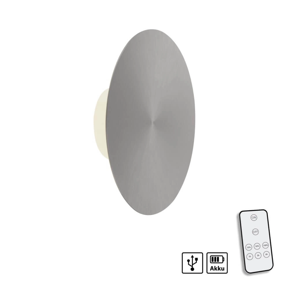 Design wall lamp Akku Puntua Ø 25cm grey Paul Neuhaus 4012248372517