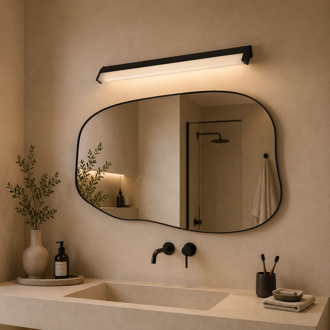 Mirror wall lamp Mirror 88cm black