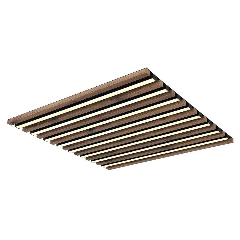 Ceiling lamp Hayden black with wood square 60cm Globo 9007371513642
