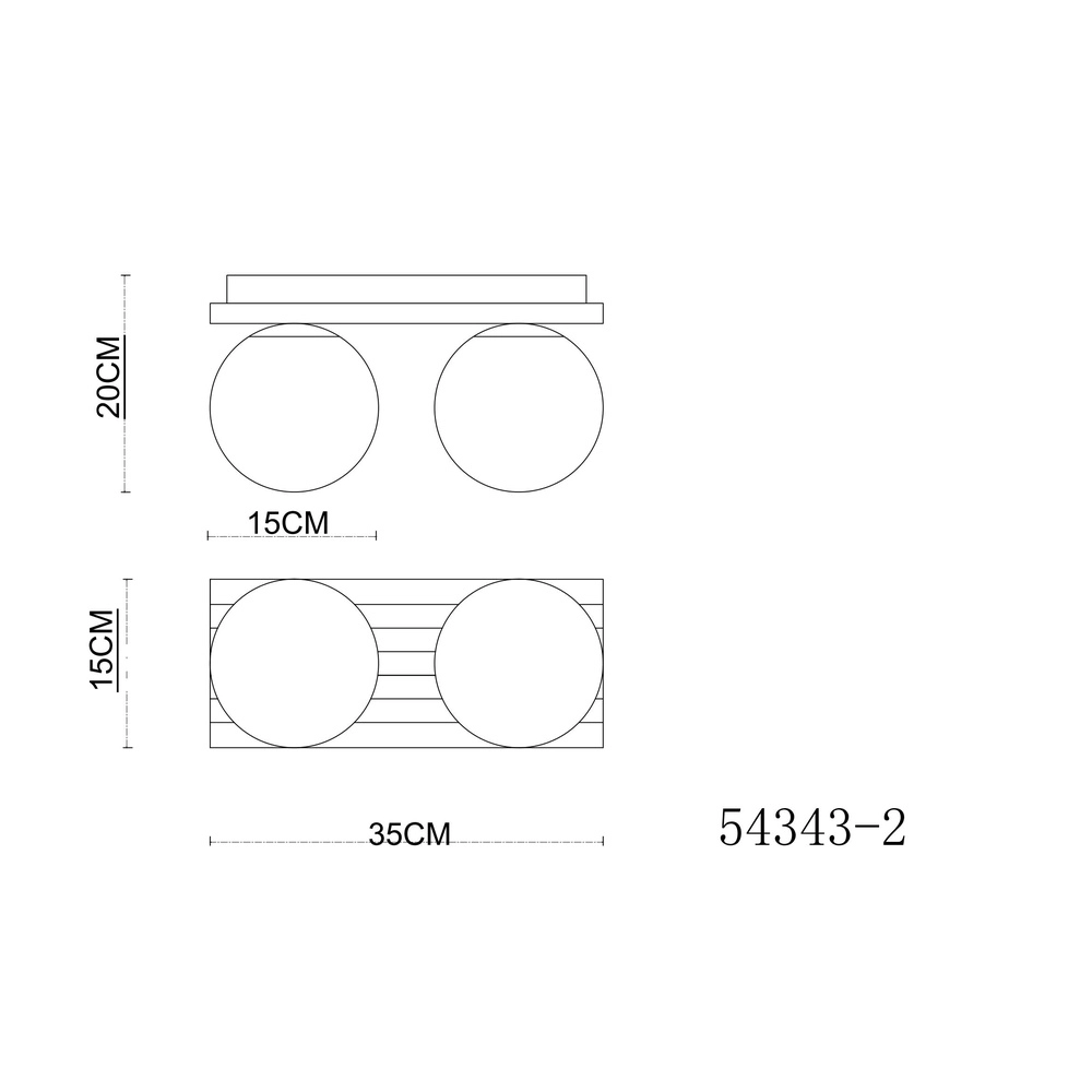 Ceiling lamp Parsons 2-light black with wood Globo 9007371579099
