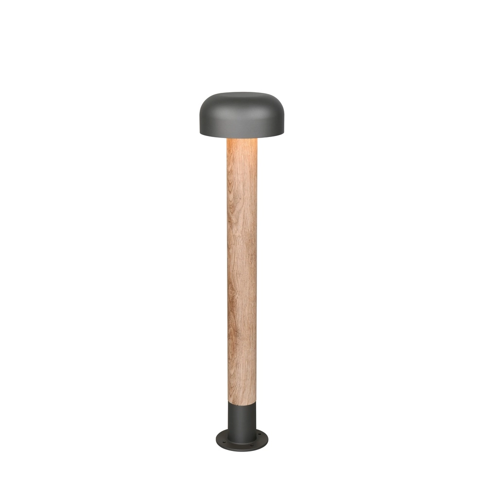 Garden lamp Fraser grey with wood 84.5cm
