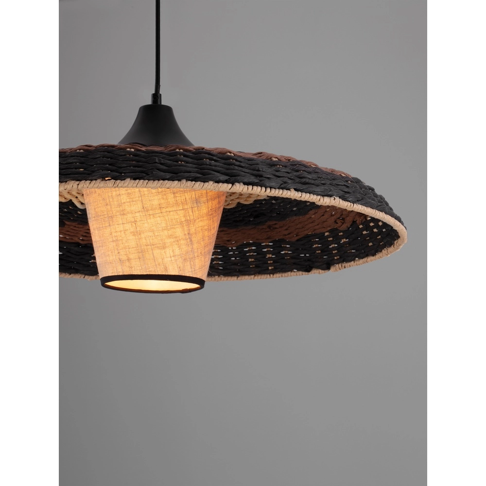 Pendant lamp Capa black with rattan Lyora 5212017452917