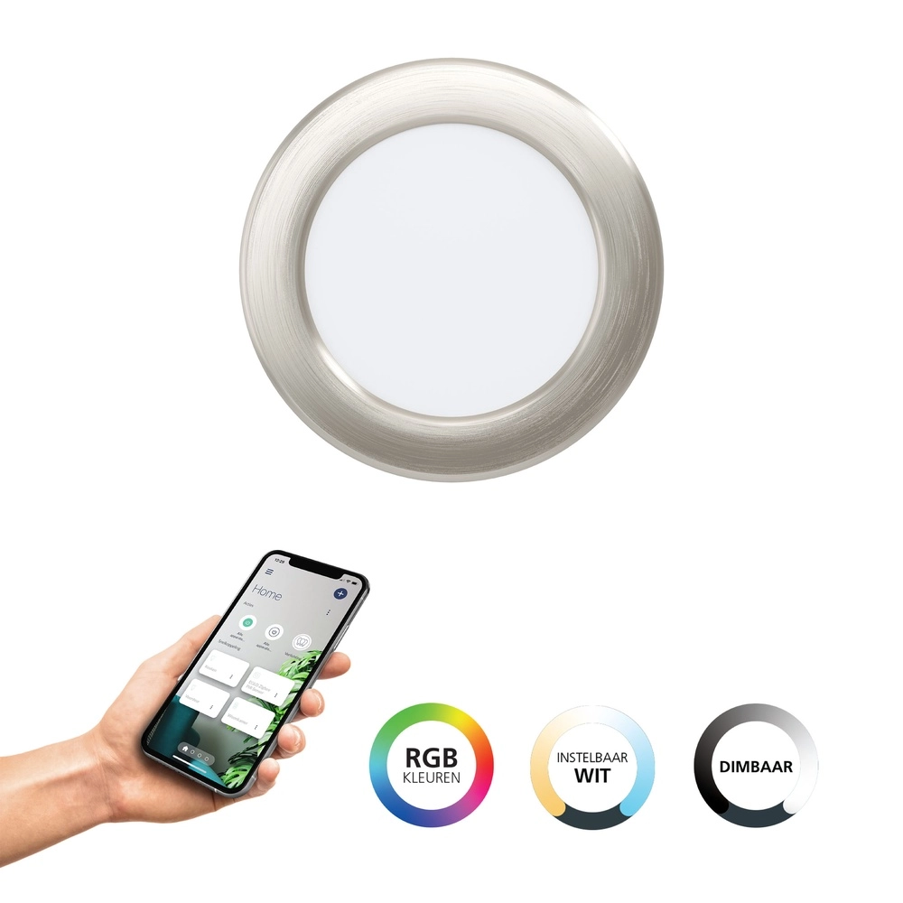 IP44 recessed lamp Fueva 6-Z Zigbee - stainless steel - Ø 12cm