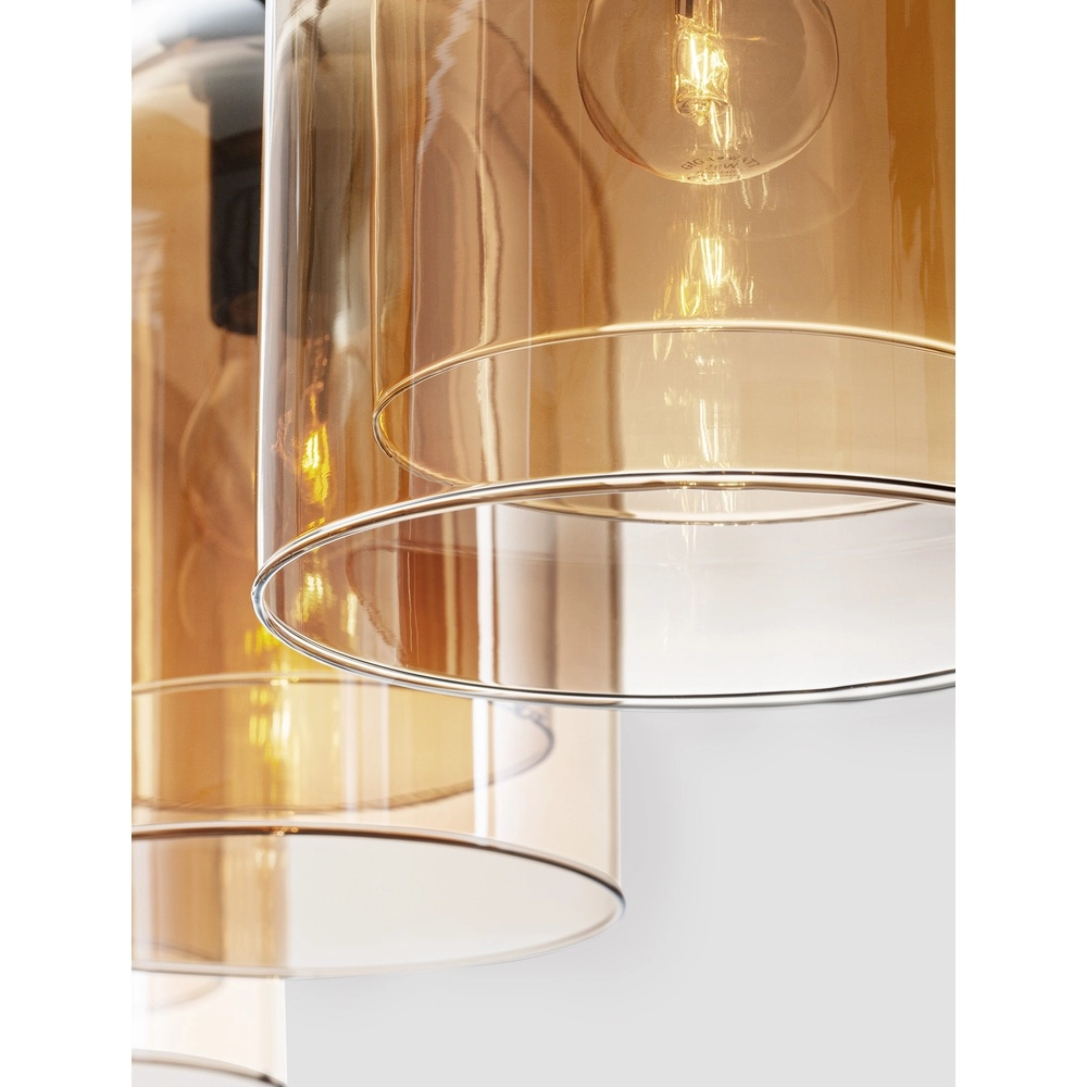 Pendant lamp Velor 3-light black with amber glass straight Lyora 5212017431226