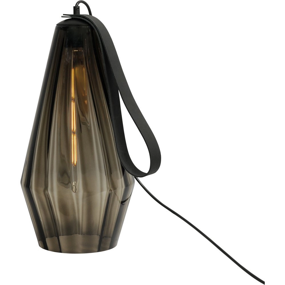 Table lamp black Diamond 40cm with smoke glass