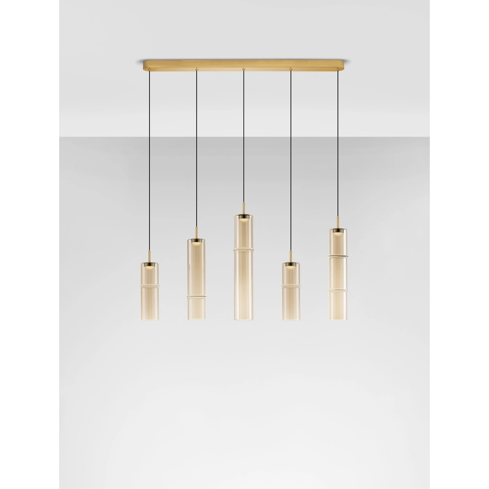 Unique pendant lamp Sano Straight 5-light gold Lyora 5212017474087