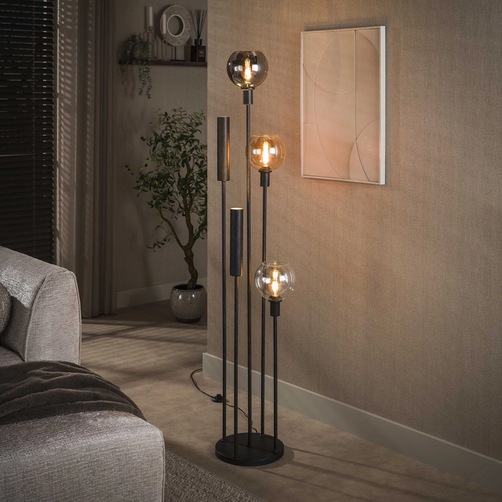 Floor lamp Sfera with glasses and uplighters