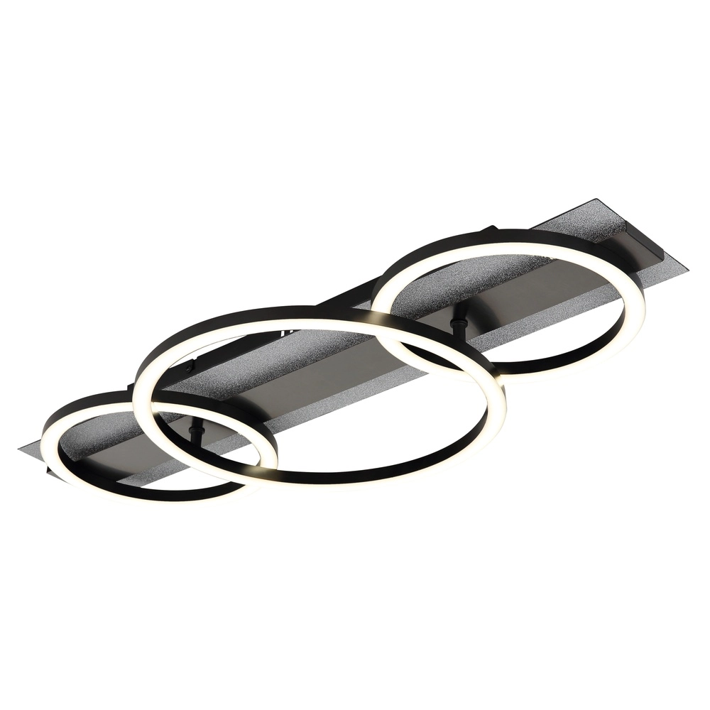 Black ceiling lamp Norberto 3 rings straight Globo 9007371569830