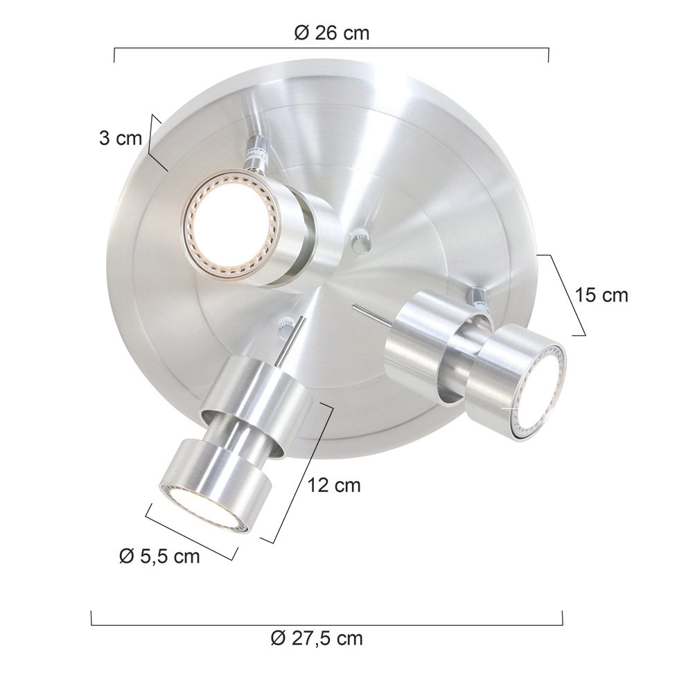 LED ceiling spot Natasja Led 3-light gray Steinhauer 8712746112030