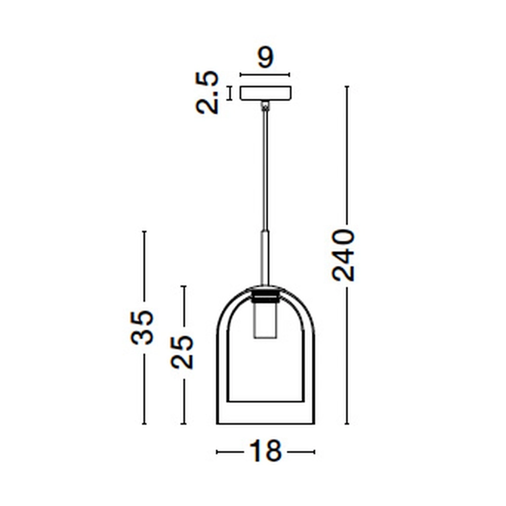 Pendant lamp Velor Single black with amber glass Lyora 5212017431202
