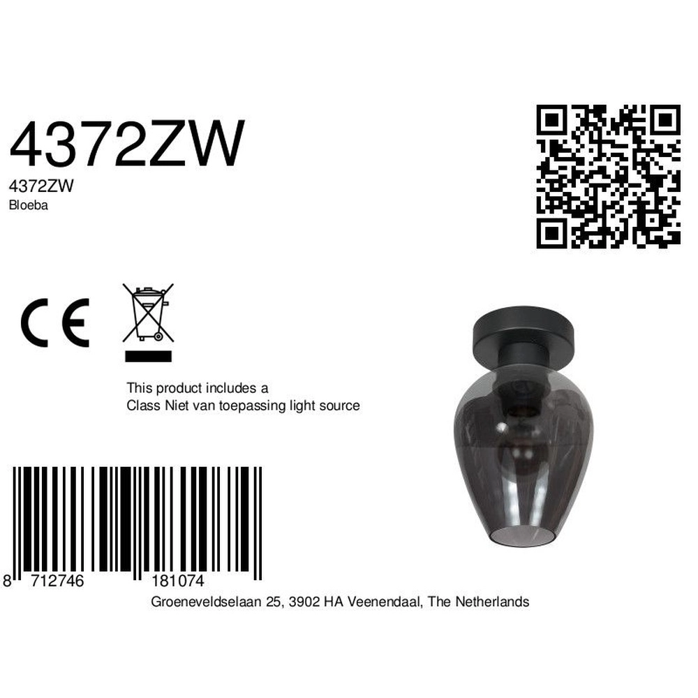 Ceiling lamp Bloeba smoke glass Ø 15cm Steinhauer 8712746181074
