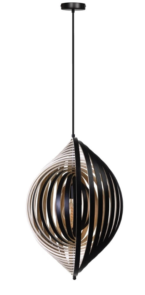 Desing pendant lamp Woody black with wood Ø 59cm ETH 8720195307549