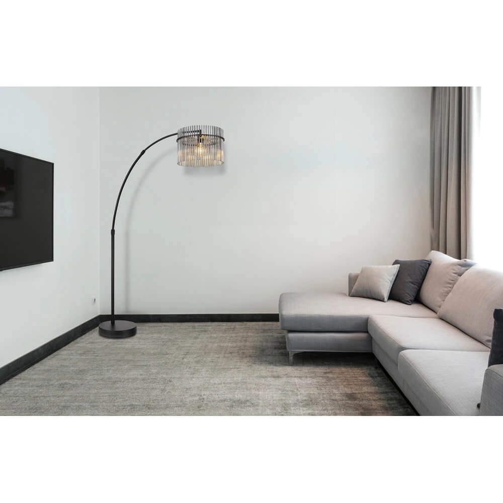 Black floor lamp Gorley with smoke glass Globo 9007371471942