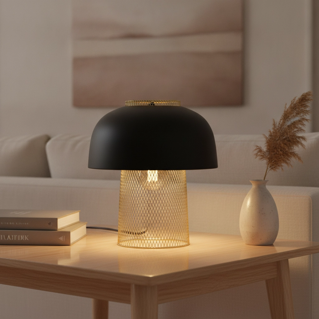 Table lamp Sqube black with gold
