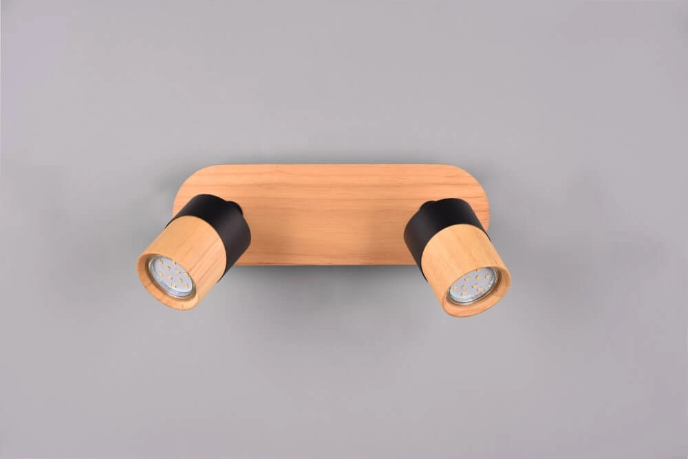 Ceiling lamp wood with black Aruni 2-light Trio 4017807562217