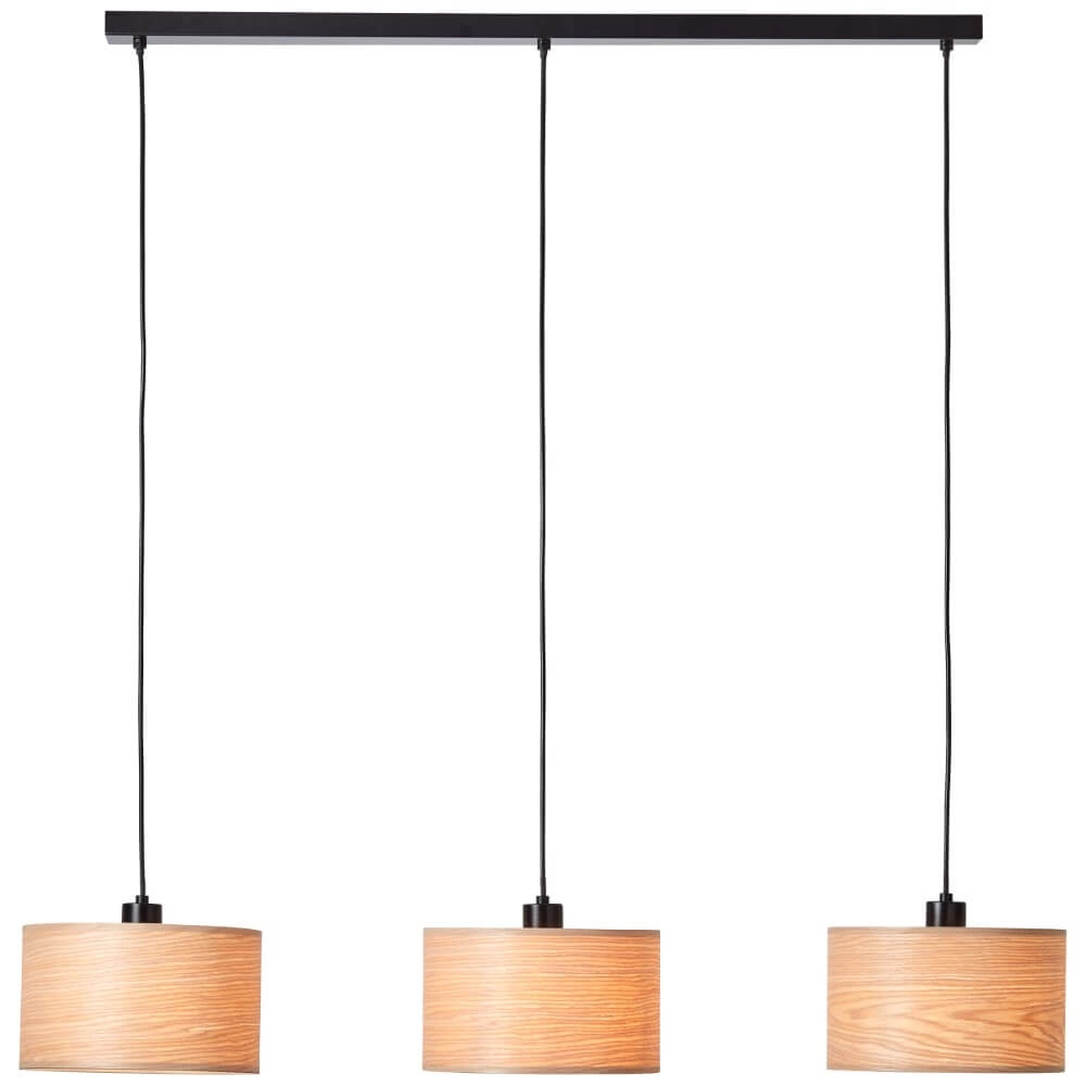 Hanging lamp Romm 3-light black with wood brown