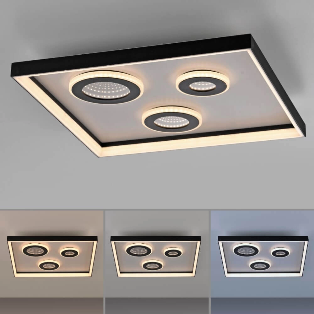 Square ceiling lamp Dune black Paul Neuhaus 4012248384916
