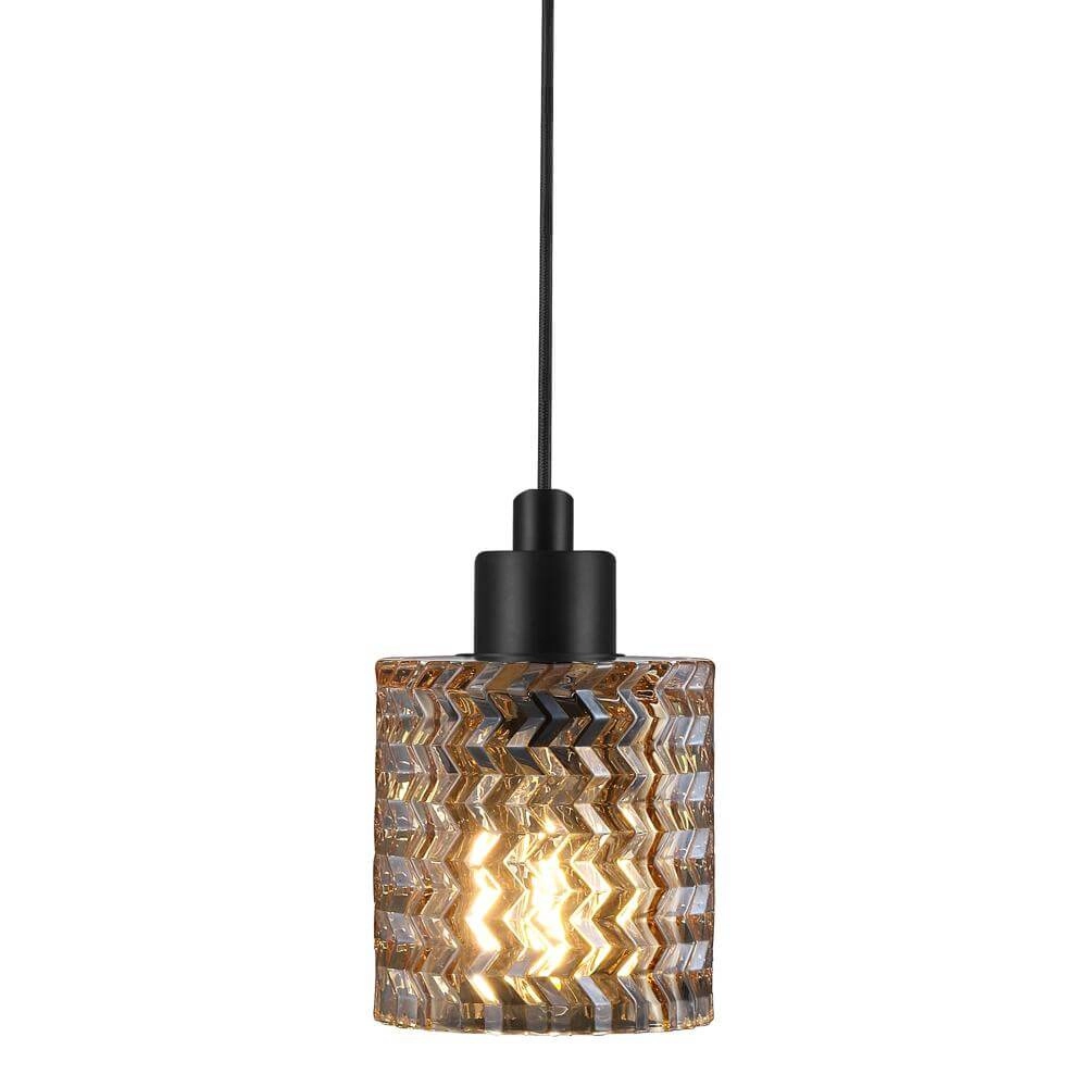 Pendant lamp Hollywood black with amber glass